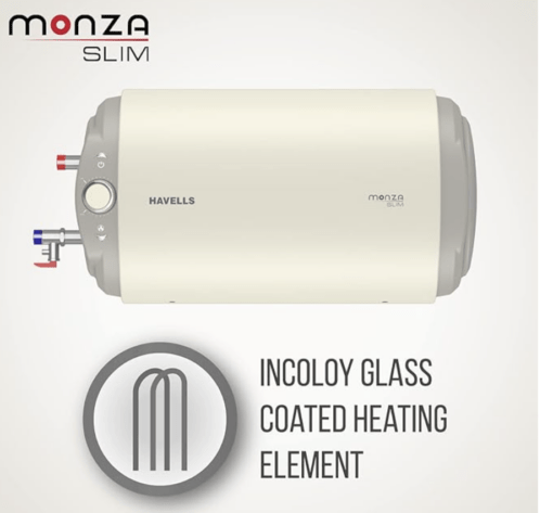 Havells Monza Slim 10 L Horizontal Right Water Heater, 2000 W Metallic Body With Free Flexi Pipe and Free Installation, Warranty: 7 Yr on Inn. Container; 4 Yr on Heating Element; 2 Yr Compre.(White) - Image 3